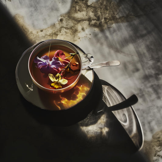 A cup of herbal tea in soft afternoon light