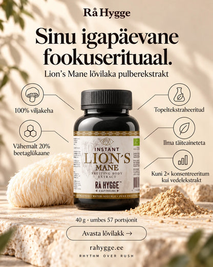 Lion's Mane Powdered Extract 40 g, benefits at a glance, Ra Hygge