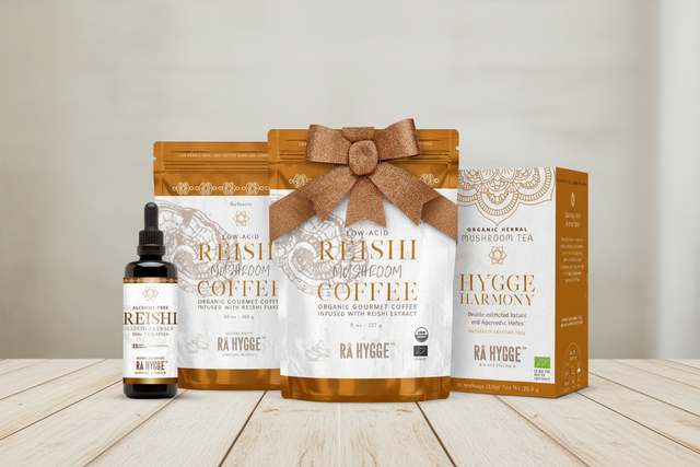 Reishi Set: gemahlener Kaffee + Extrakt + Tee, Set-Inhalt, Ra Hygge